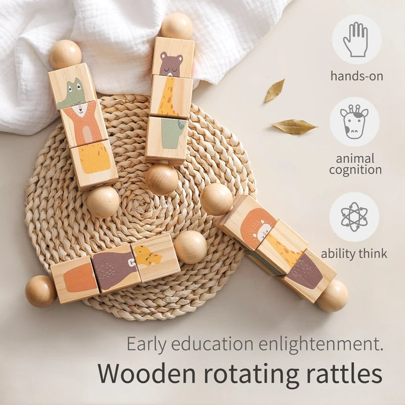 Montessori wooden rotating rattle