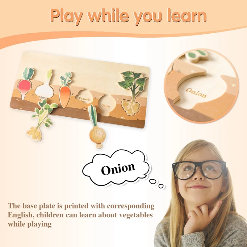 Montessori vegetables wooden puzzle